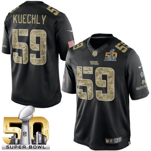Nike Panthers #59 Luke Kuechly Black Super Bowl 50 Men's Stitched NFL Limited Salute to Service Jersey - Click Image to Close